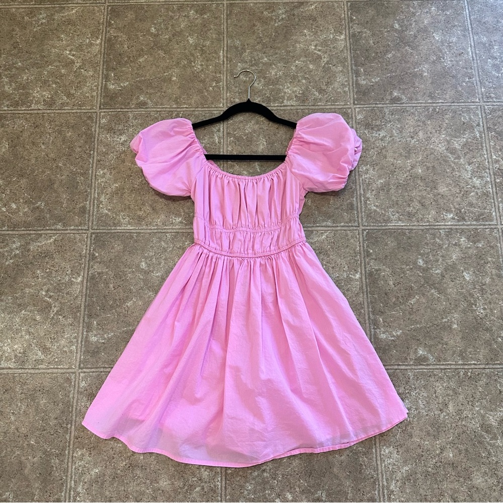Pink Puff-Sleeve Dress